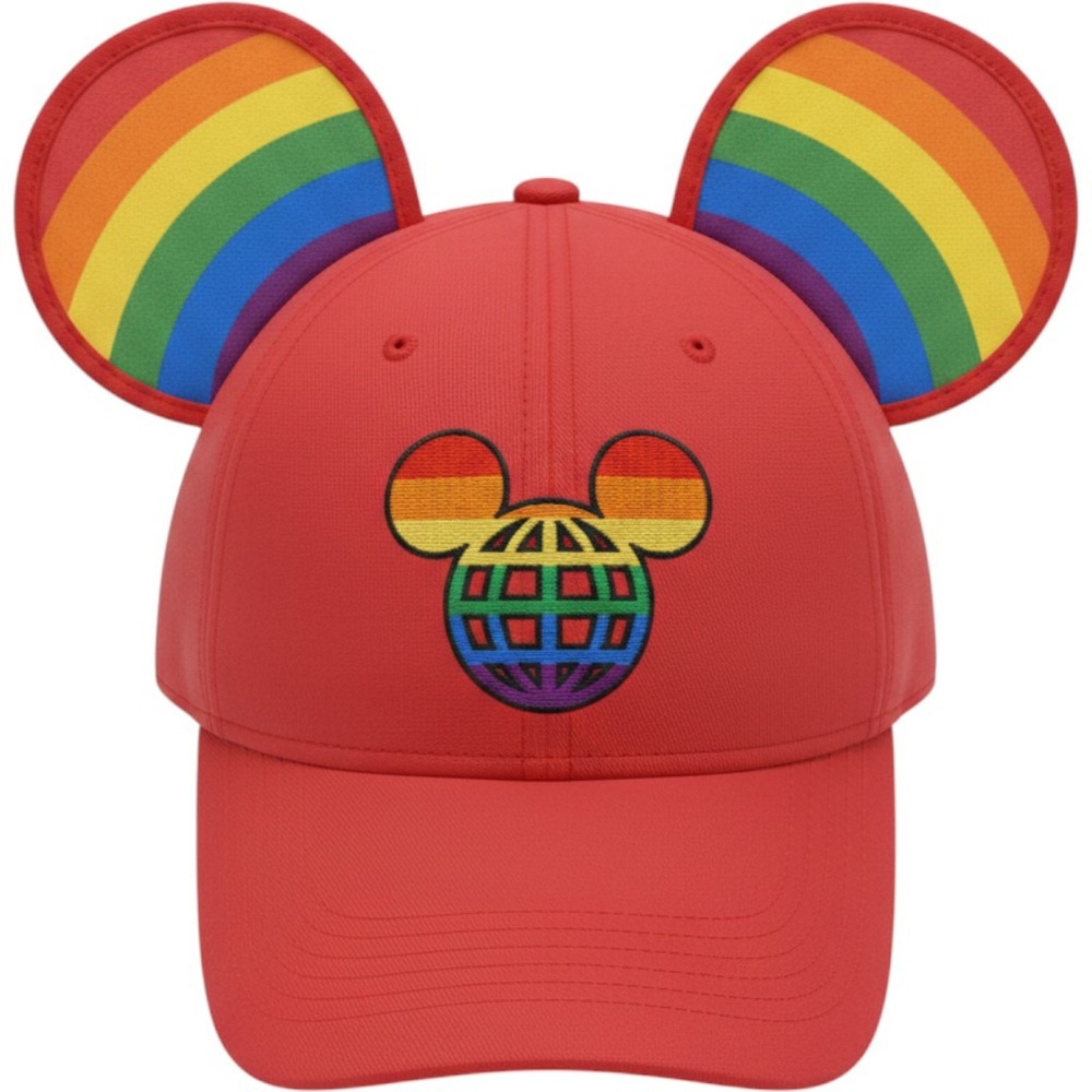 Disney Parks Mickey Mouse Pride Rainbow Ears Red Baseball Cap Hat Size Adult